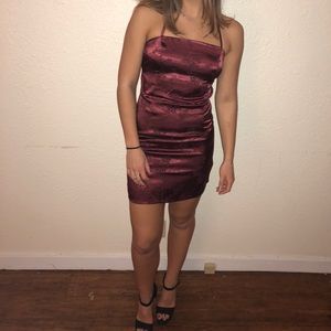 Maroon dress, strappy back